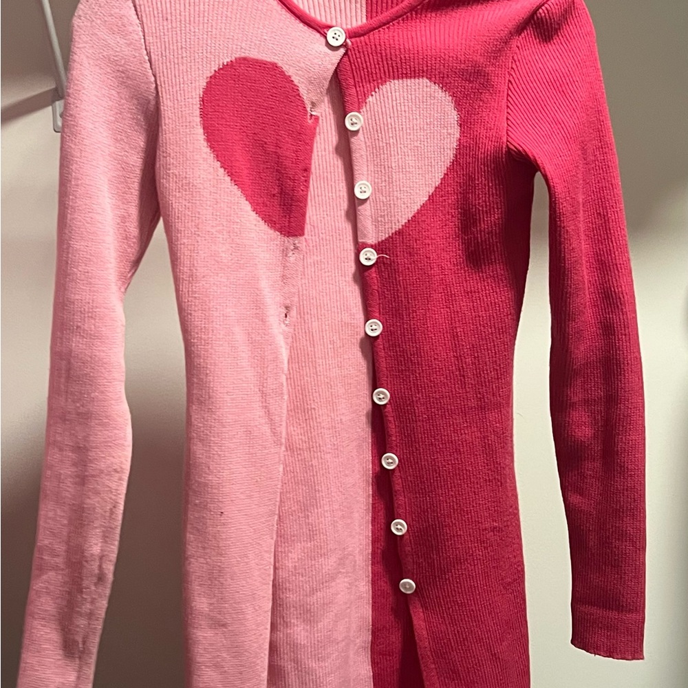 Pink and Red Heart Sweater